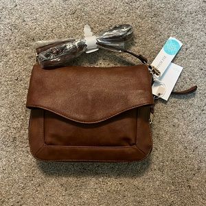 Moda Luxe Ela fold over crossbody bag in cognac
